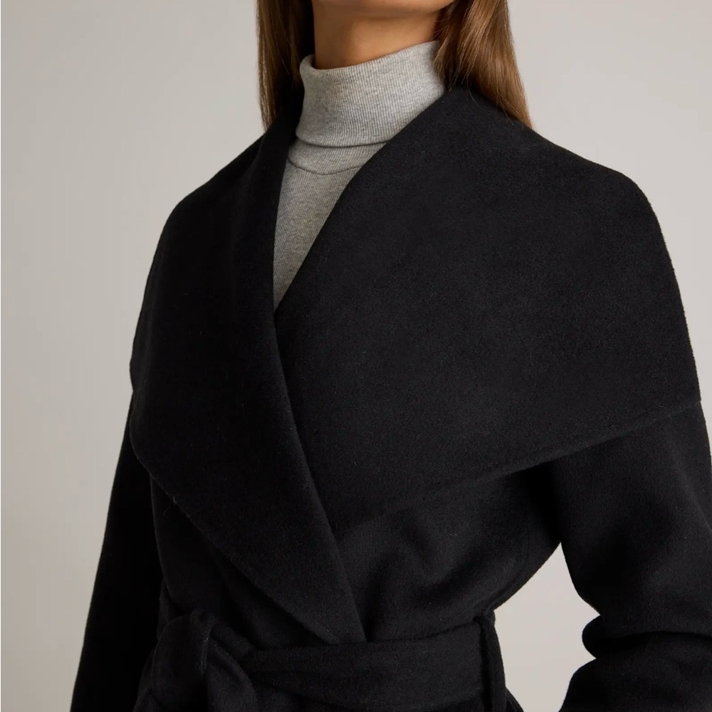 Quince Double-Faced Merino Wool Draped Collar Short Wrap Coat
